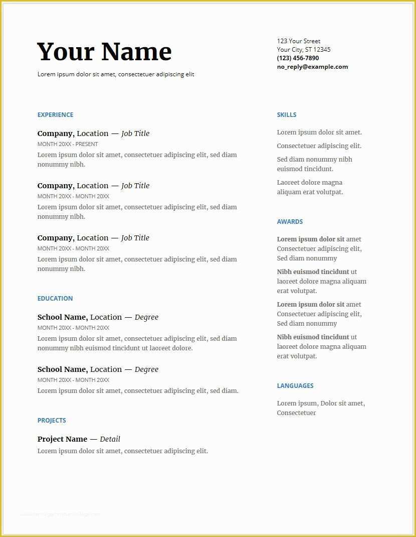 Resume Template Free Download Doc Of 12 Free Minimalist Professional Microsoft Docx and Google