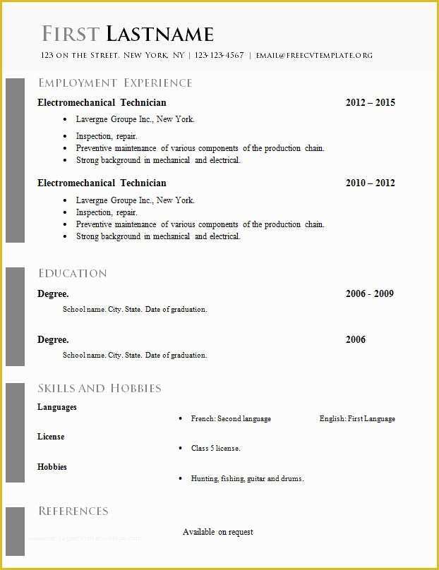 Resume Template Free Download Doc Of Free Curriculum Vitae Templates Doc format 618 624