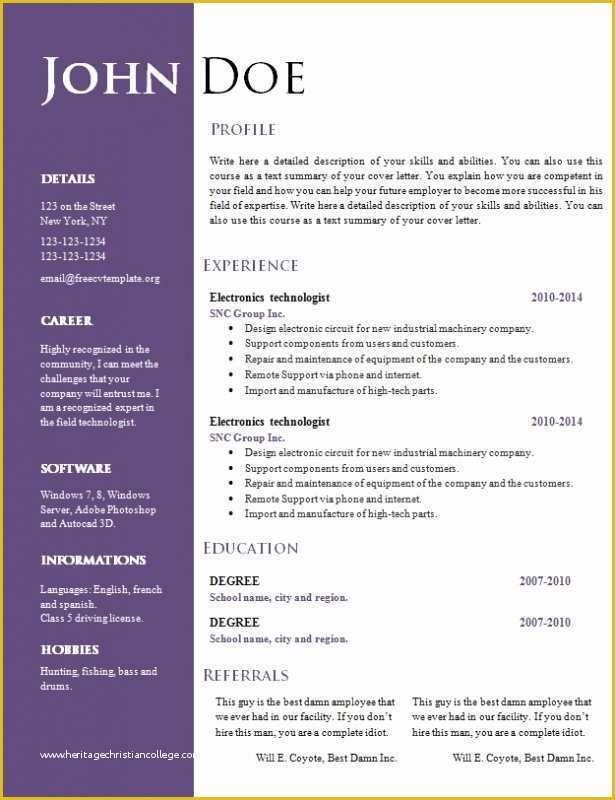Resume Template Free Download Doc Of Free Resume Template Word Doc – Mark Design