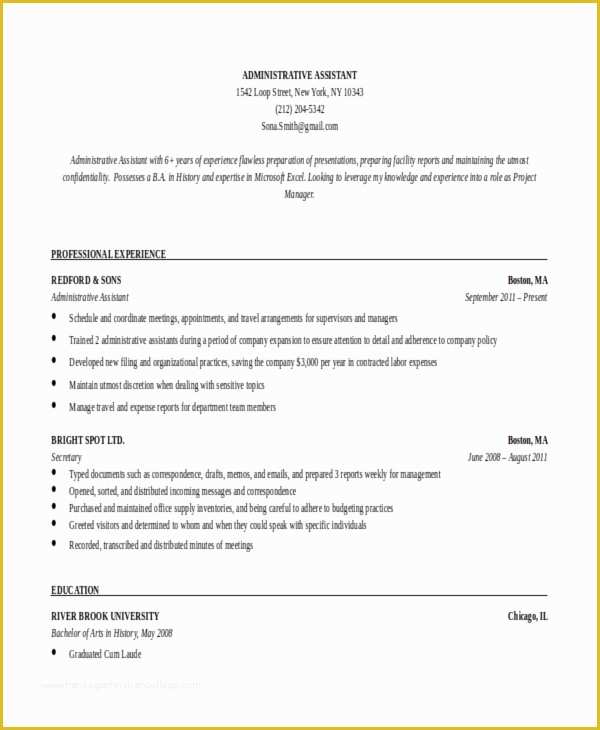 Resume Template Word Doc Free Of 10 Executive Administrative assistant Resume Templates