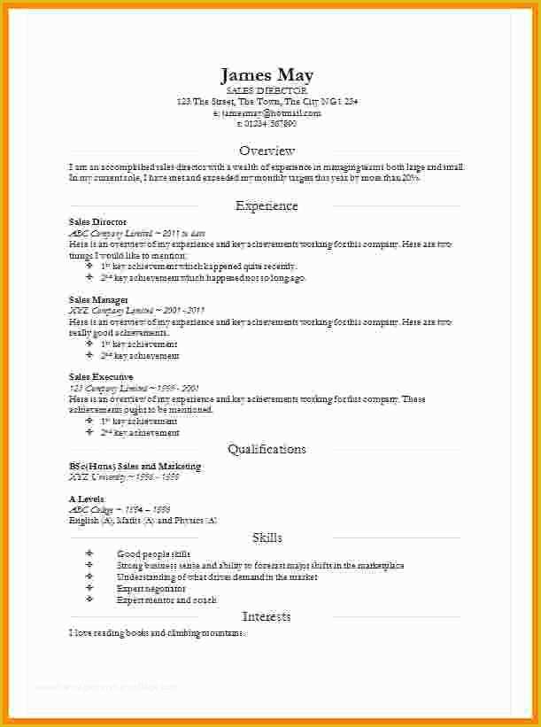 Resume Template Word Doc Free Of 8 Cv In Word Document
