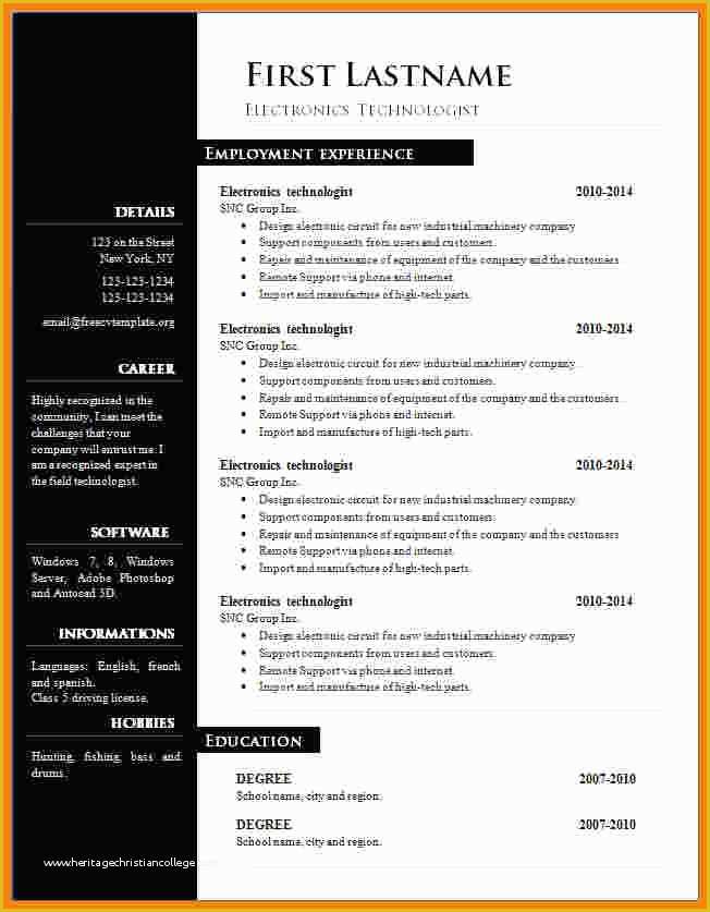 Resume Template Word Free Download Of 6 Cv format Word Free