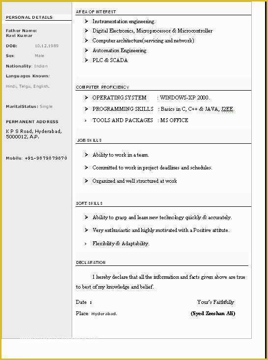 Resume Templates Free Download for Microsoft Word Of Cv format Word Free Professional Cv format In Ms Word Doc