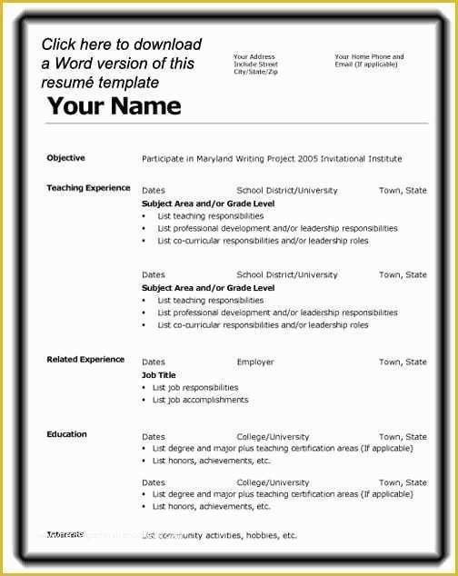 Resume Templates Free Download for Microsoft Word Of Job Resume format Download Microsoft Word