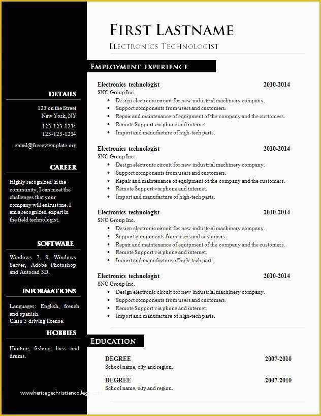 49 Resume Templates Microsoft Word 2010 Free Download 