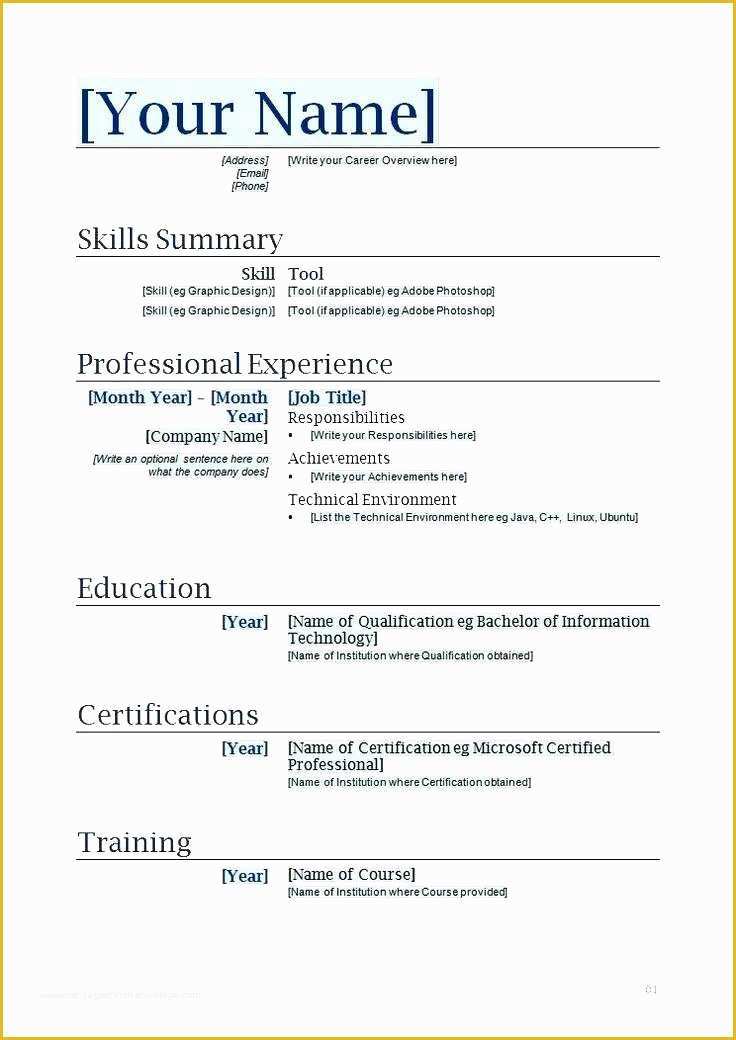 Resume Templates Microsoft Word 2010 Free Download Of Resume Template for Word E Page Resume Template Word