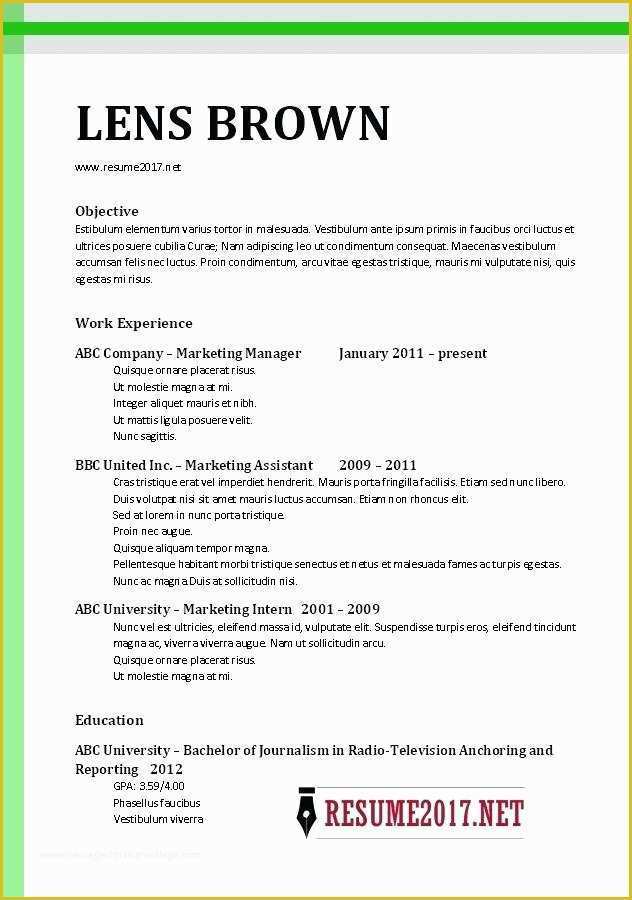 Resume Templates Word Free Download 2017 Of Resume Word Template 2017 Examples Free Word Resume ates