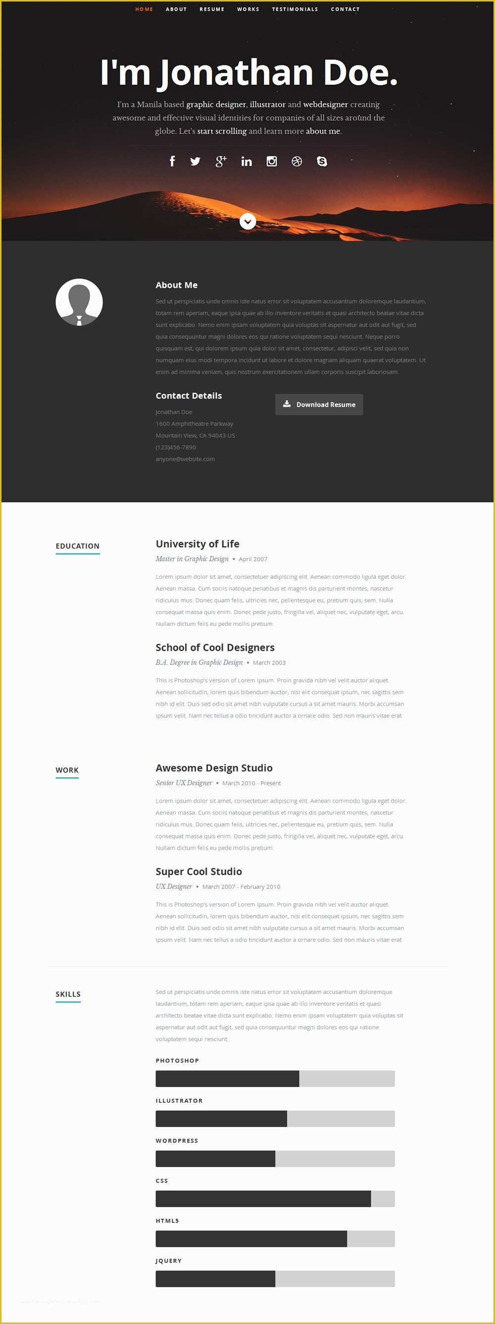 Resume Website Template Free Of 15 Best Free Line Resume Cv Website Templates and themes