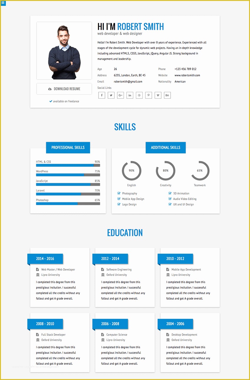 Resume Website Template Free Of 18 Best HTML Resume Templates for Awesome Personal