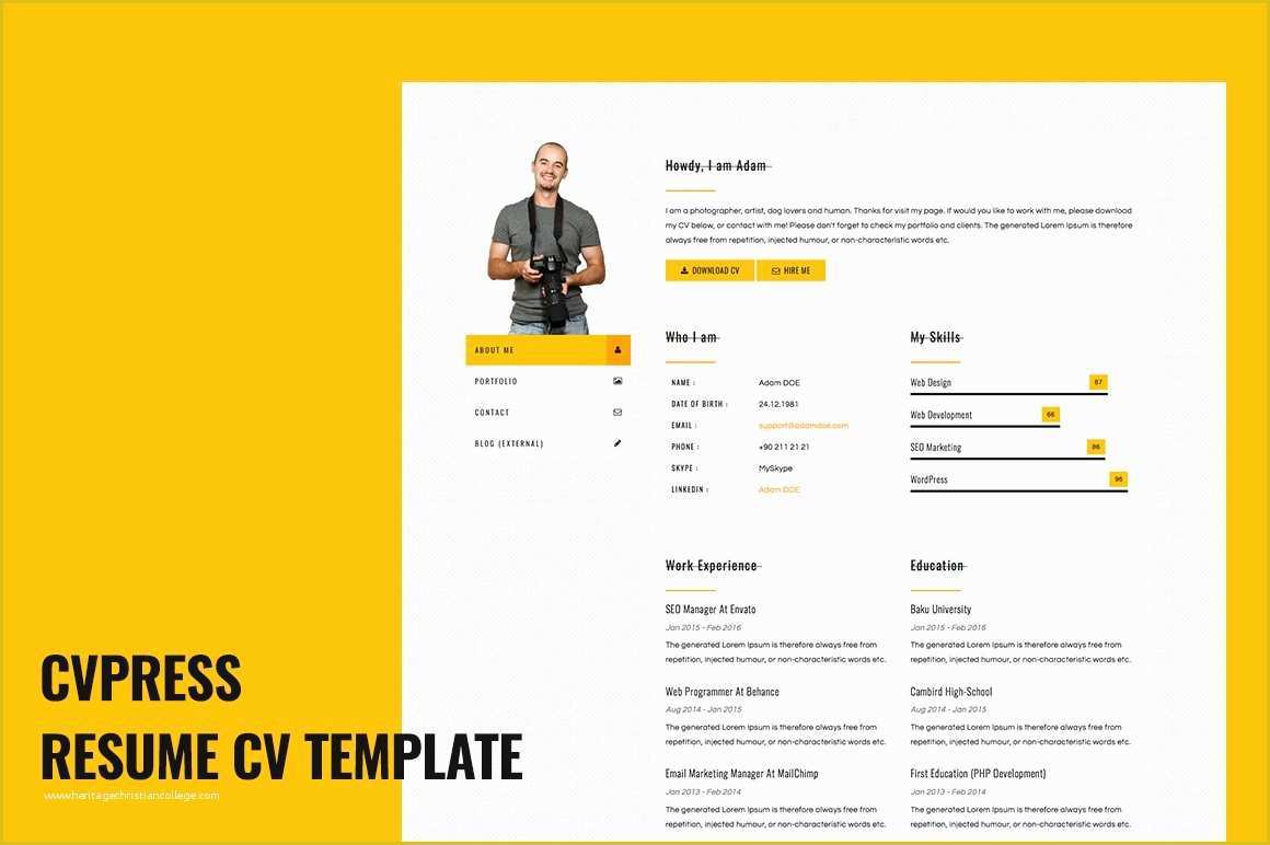 Resume Website Template Free Of Cvpress Resume Cv Site Template HTML Css themes