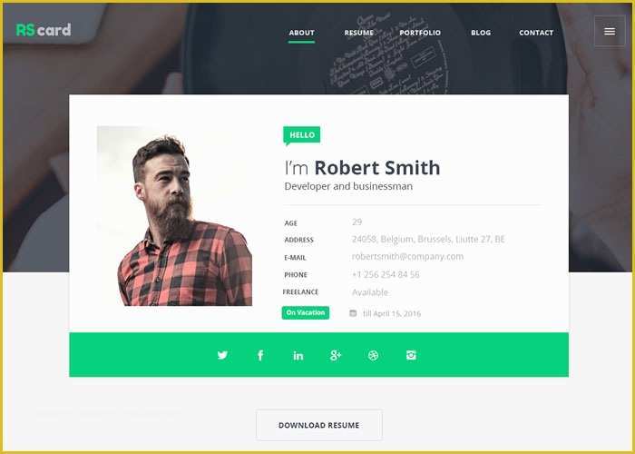 Resume Website Template Free Of Material Design Resume Cv & Portfolio Nominee February