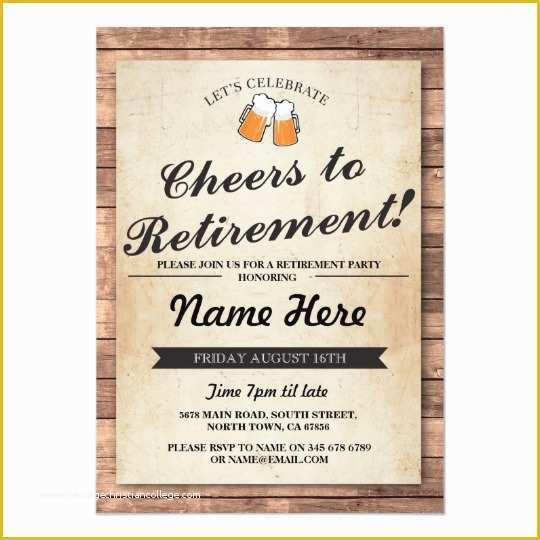 Retirement Invitation Template Free Download Of Retirement Party Cheers Beers Wood Pub Invitation