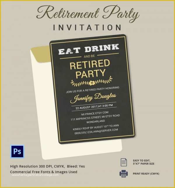 Retirement Invitation Template Free Download Of Retirement Party Invitation Template 36 Free Psd format