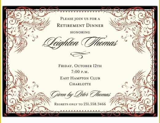 Retirement Invitation Templates Free Printable Of Black and Red Elegant Border Retirement Invitations