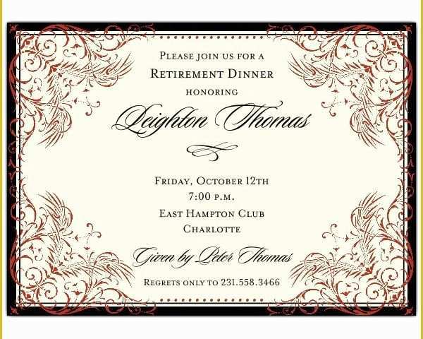 Retirement Invitation Templates Free Printable Of Black and Red Elegant Border Retirement Invitations