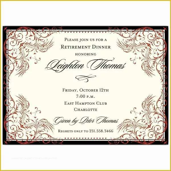 Retirement Invitation Templates Free Printable Of Black and Red Elegant Border Retirement Invitations