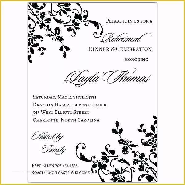 Retirement Invitation Templates Free Printable Of Floral Stripe Retirement Invitations