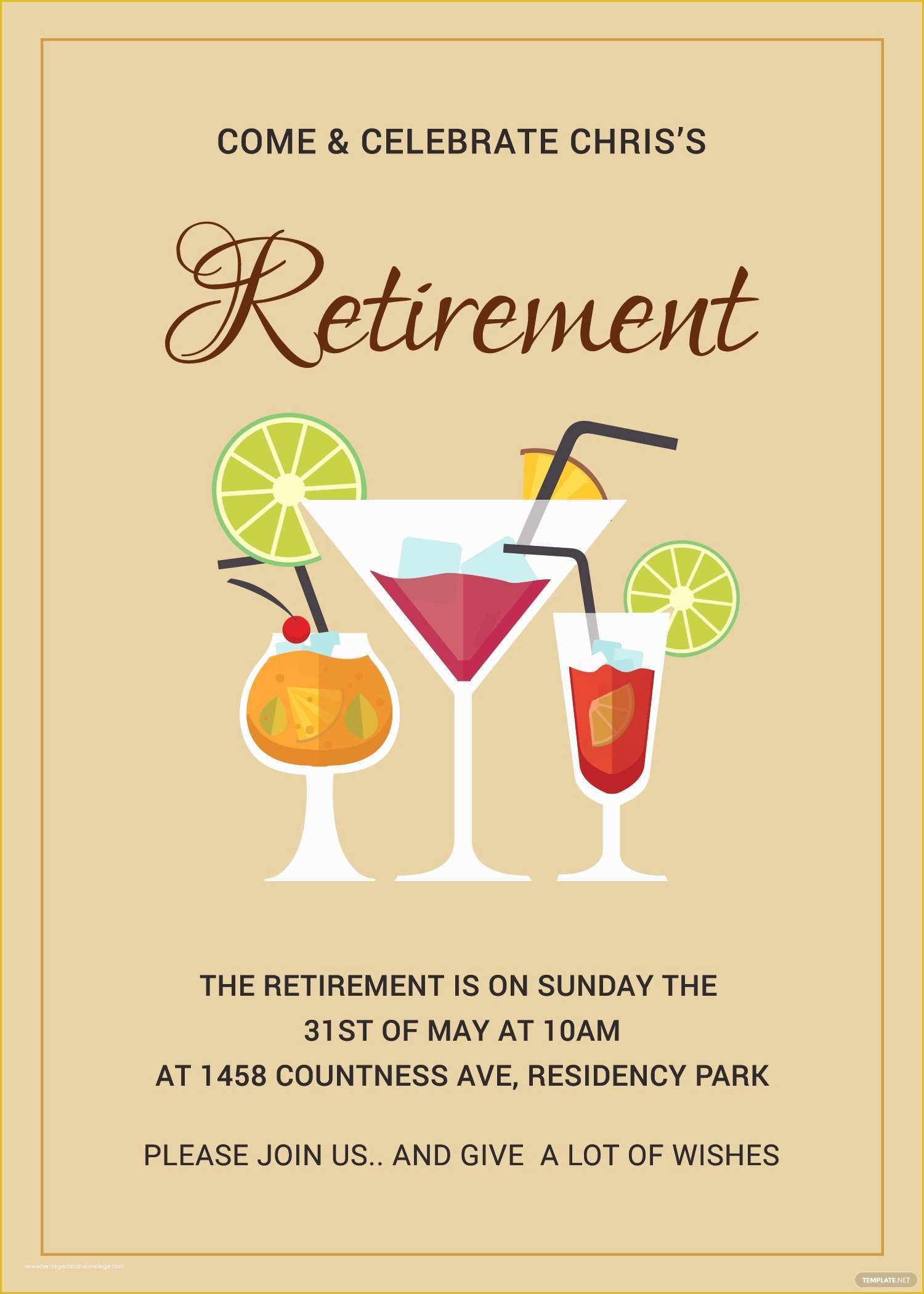 Retirement Invitation Templates Free Printable Of Printable Retirement Party Invitation Template In Adobe