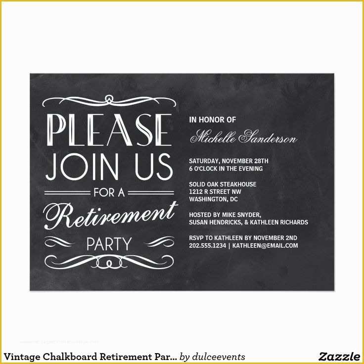 Retirement Invitation Templates Free Printable Of Vintage Chalkboard Retirement Party 5x7 Paper Invitation