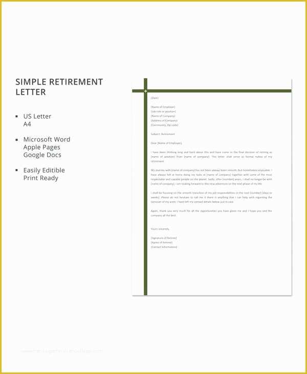 Retirement Letter Templates Free Of 20 Sample Useful Retirement Letters to Download