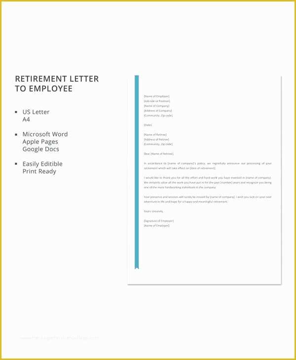 Retirement Letter Templates Free Of 20 Sample Useful Retirement Letters to Download