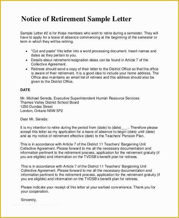 Retirement Letter Templates Free Of Sample Retirement Letter 10 Examples In Pdf Word