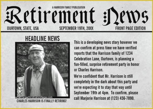 Retirement Party Announcement Template Free Of 9 Newspaper Front Page Template Free Word Ppt Eps