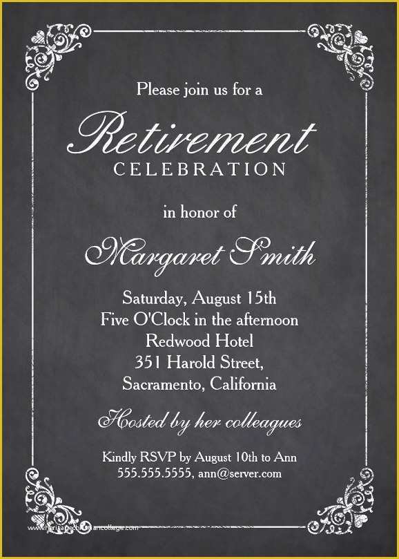 Retirement Party Announcement Template Free Of Elegant Chalkboard Retirement Party Invitation Template