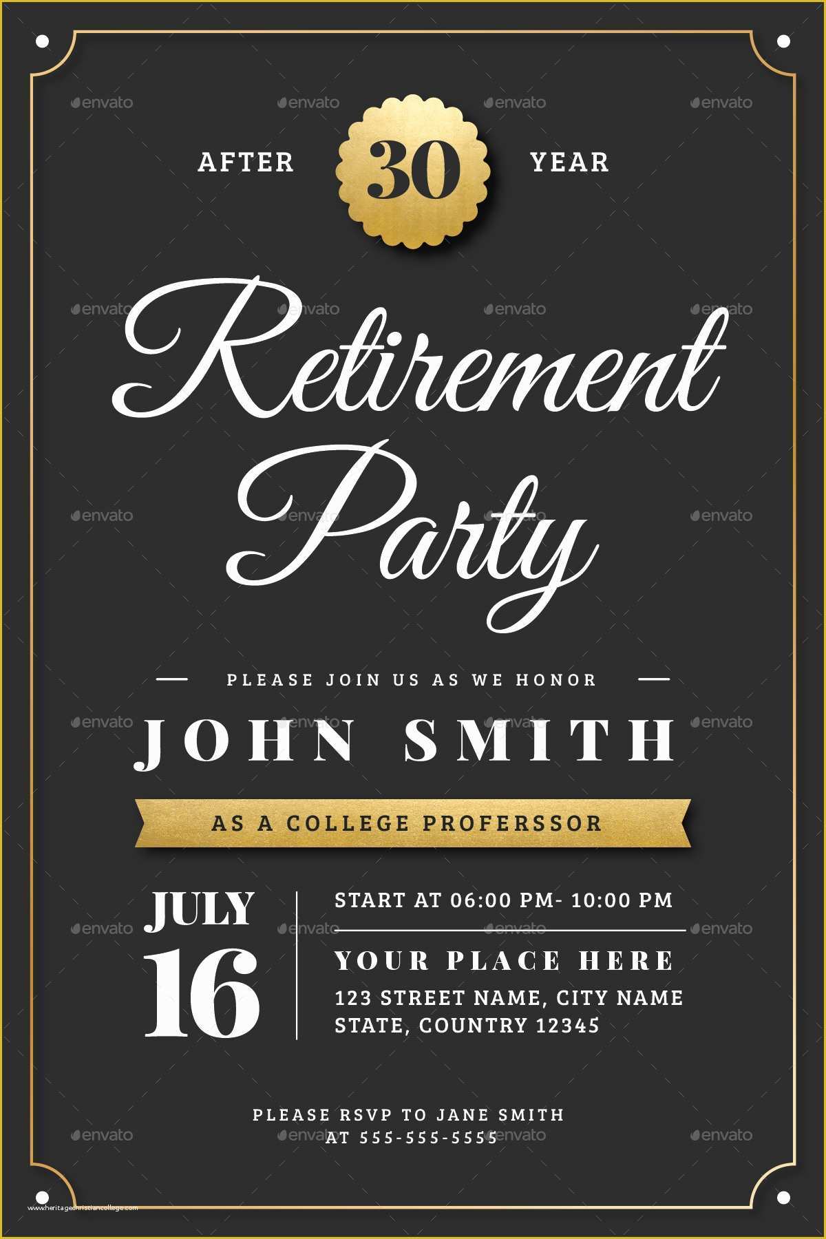 Retirement Party Announcement Template Free Of Gold Retirement Invitation Flyer Templates by Vector