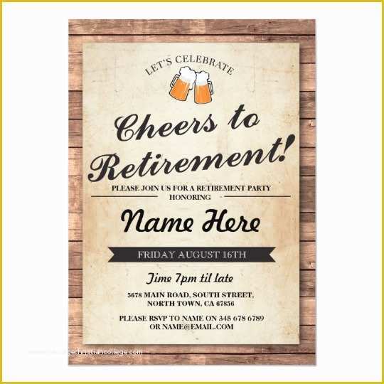 Retirement Party Announcement Template Free Of Retirement Party Cheers Beers Wood Pub Invitation