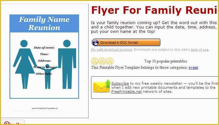 Reunion Flyer Template Free Of 3 Free Family Reunion Flyer Templates