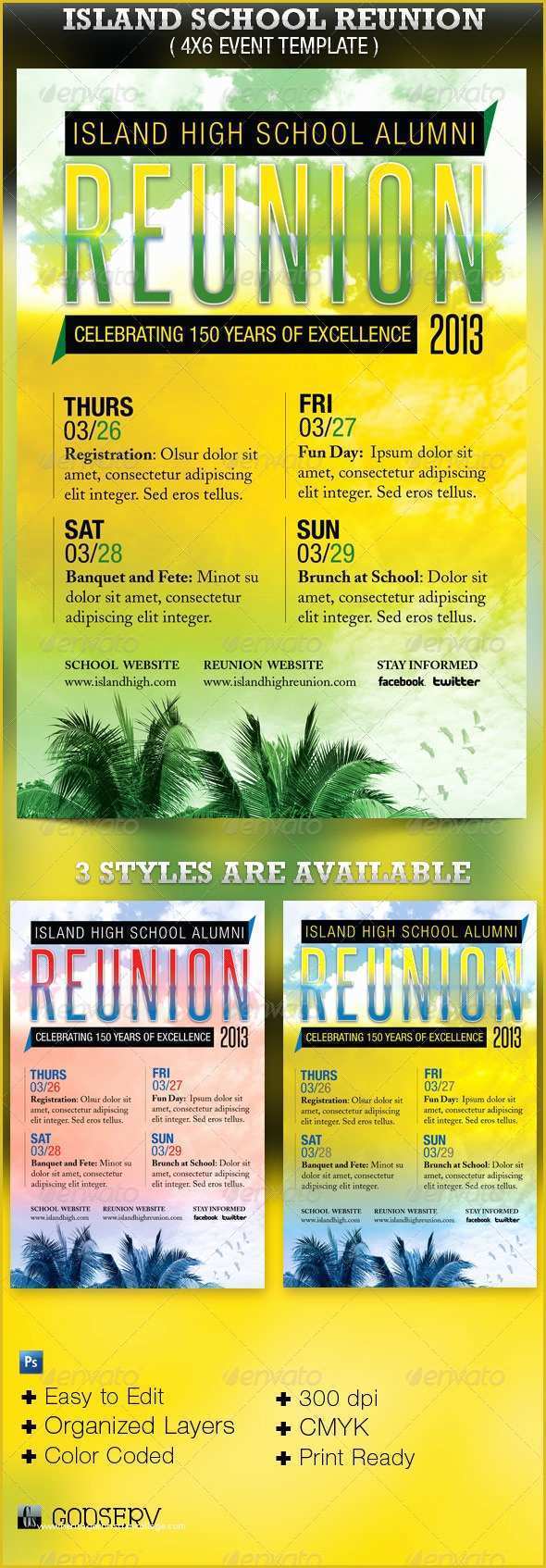 Reunion Flyer Template Free Of island School Reunion Flyer Template