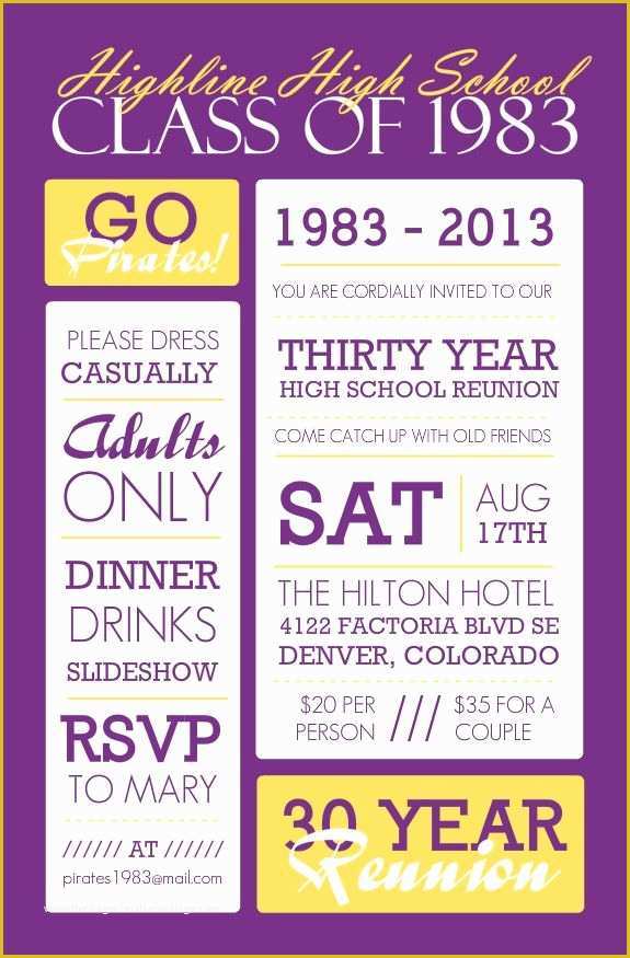 Reunion Flyer Template Free Of Poster Style Purple and Yellow Class Reunion Invitation