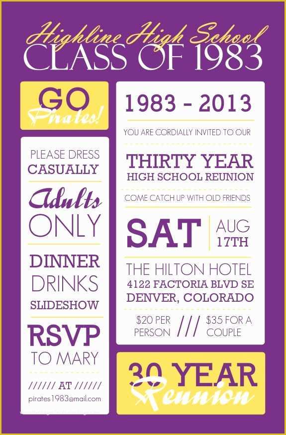 Reunion Flyer Template Free Of Poster Style Purple and Yellow Class Reunion Invitation