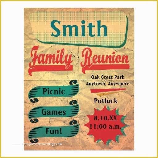 Reunion Flyer Template Free Of Vintage Retro Family Reunion Flyer