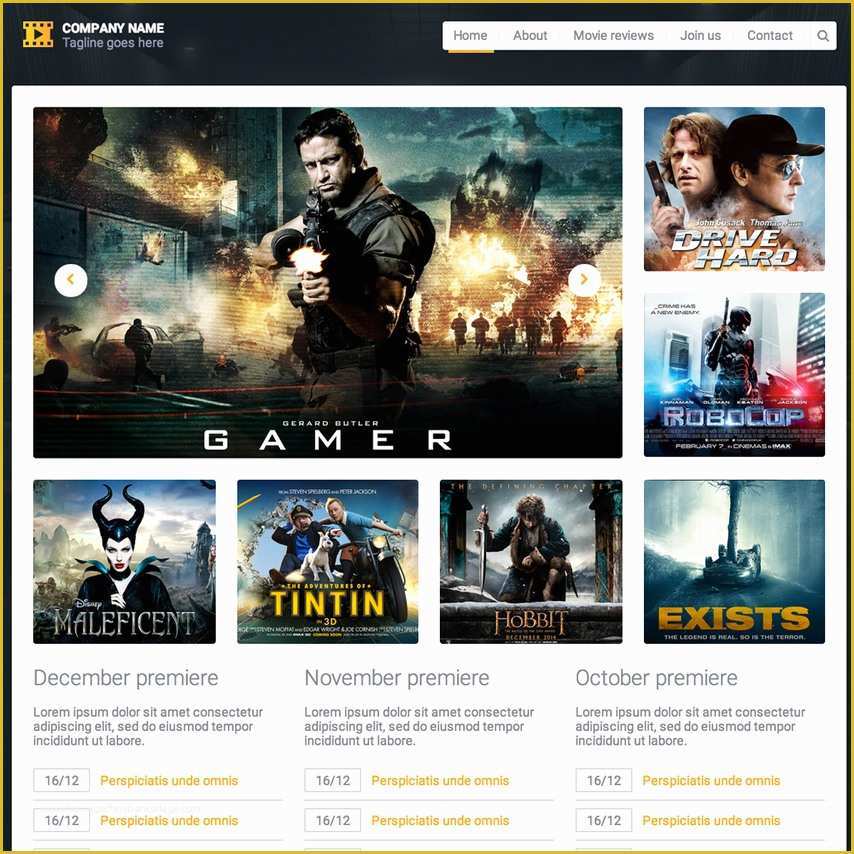 Review Website Template Free Of Movie Reviews Responsive Website Template