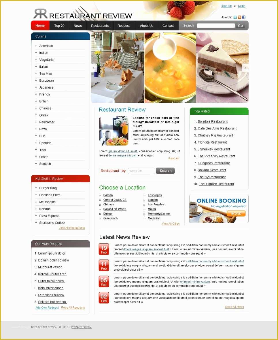 Review Website Template Free Of Restaurant Reviews Website Template