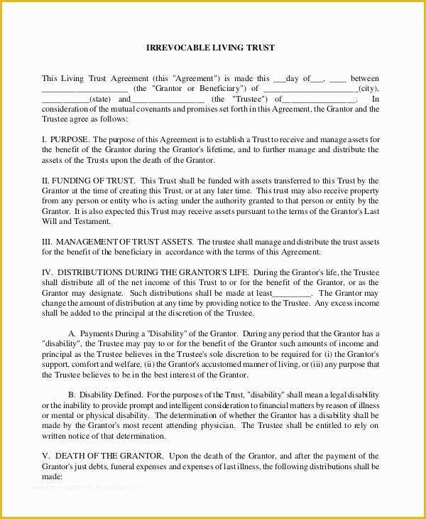 Revocable Trust Template Free Of 8 Sample Living Trust forms