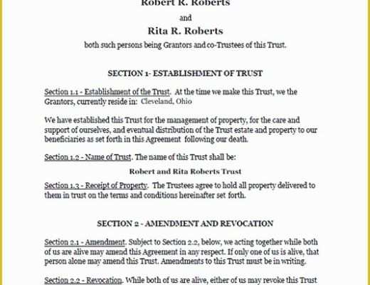 Revocable Trust Template Free Of Catholic Living Will form Florida Templates Resume