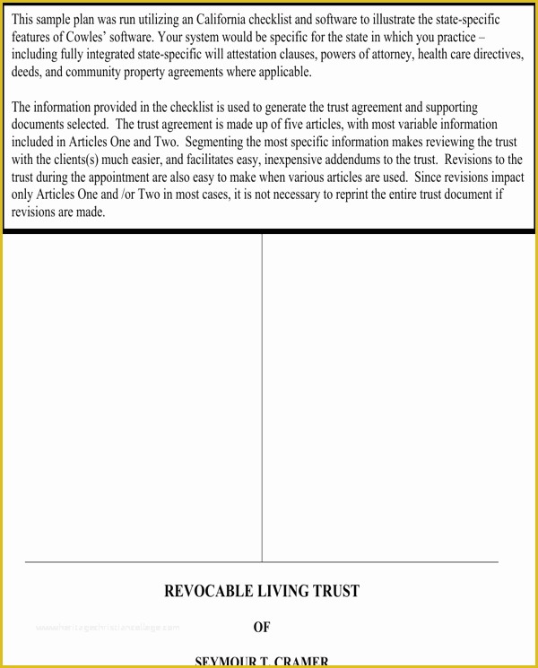Revocable Trust Template Free Of Download Revocable Living Trust Sample for Free