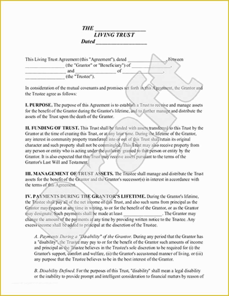 Revocable Trust Template Free Of form Latest Living Trust form Living Trust form