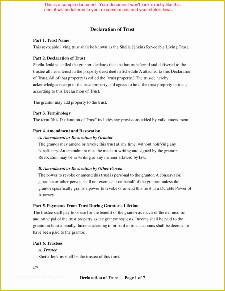 Revocable Trust Template Free Of Living Trust Template Free Download