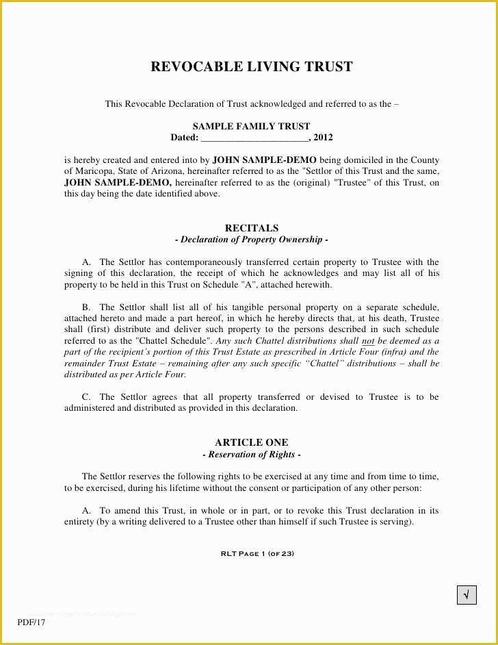 Revocable Trust Template Free Of Print Living Trust & Templates