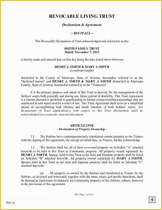 Revocable Trust Template Free Of Revocable Living Trust form Pdf 13 Simple but Important