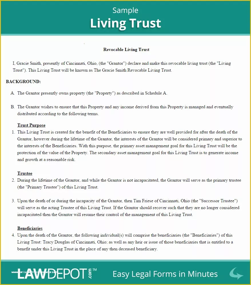 Revocable Trust Template Free Of Revocable Living Trust