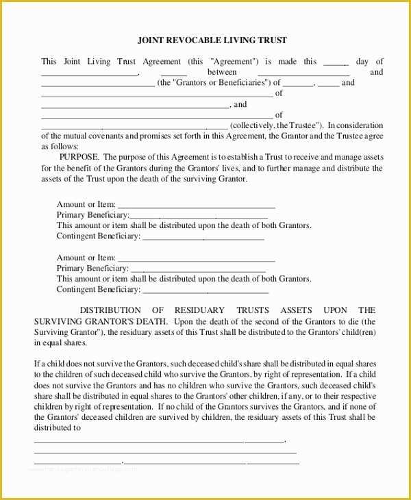 Revocable Trust Template Free Of Sample Living Trust form 7 Free Documents In Pdf