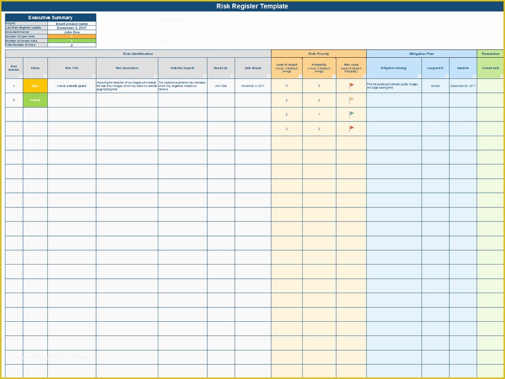 Risk Register Excel Template Free Of Download A Risk Register Excel Template