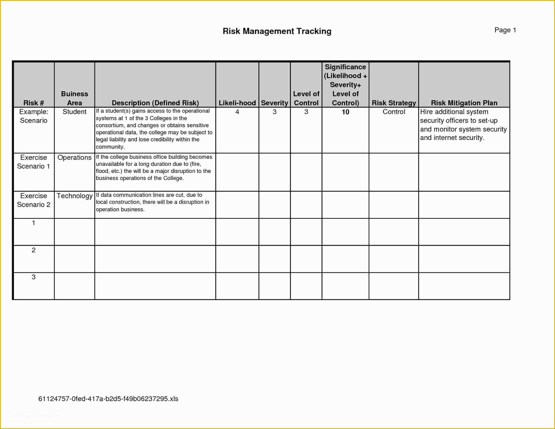 Risk Register Excel Template Free Of Risk Register Template Excel Free Download Inspirational