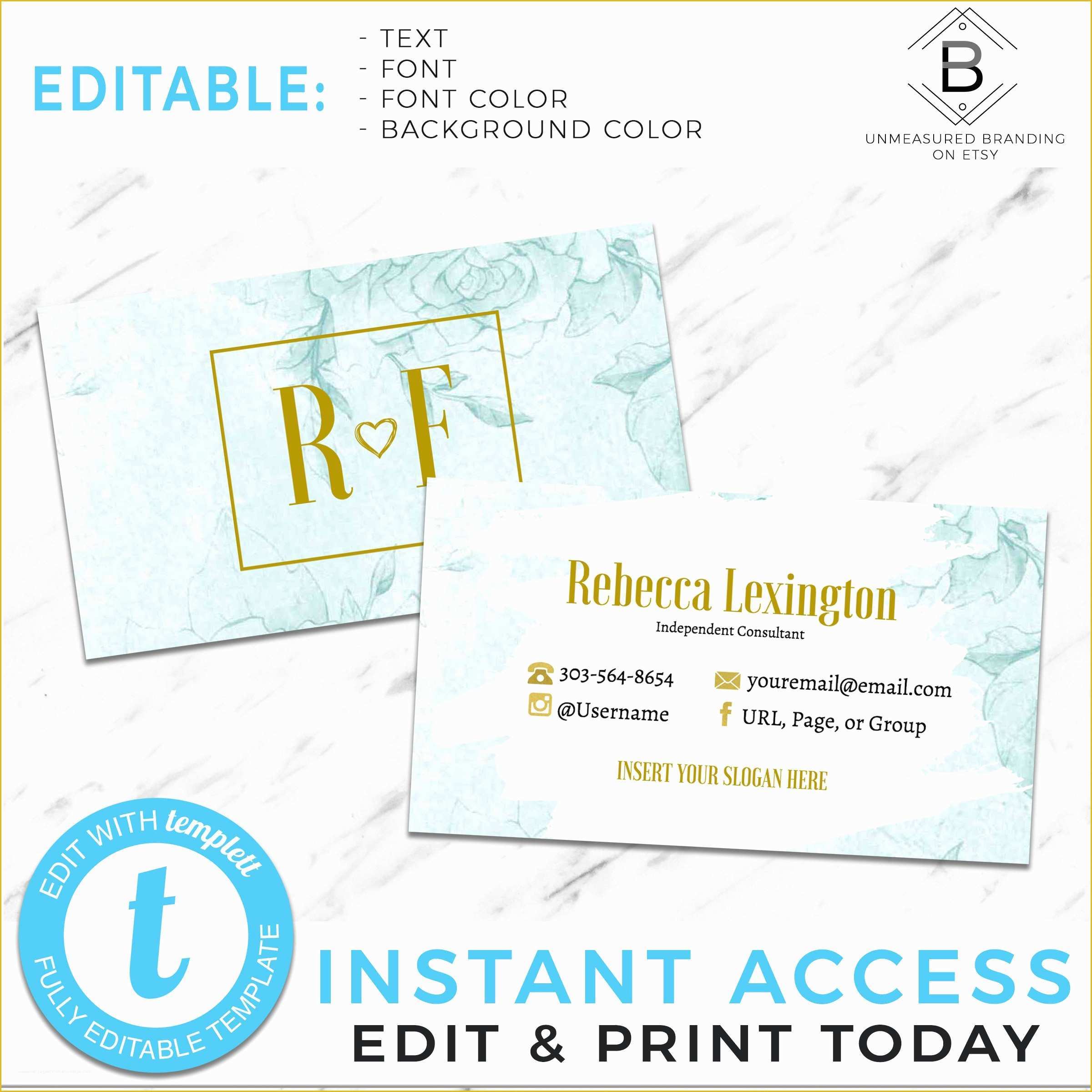 Rodan and Fields Business Card Template Free Of Mint Business Cards Rodan and Fields Business Cards Floral