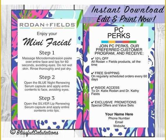 Rodan and Fields Business Card Template Free Of Randf Business Cards Rodan and Fields Mini Facial Cards
